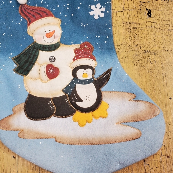 ☃️🐧🧦 Snowman & Penguin Peace Christmas Stocking - Picture 6 of 9